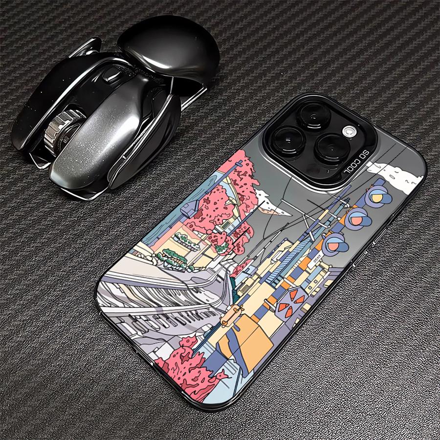 Cartoon Japanese City Scenery Case for iPhone 17 Pro Max 16 11 14 Plus Air 15 12 Pro 13 Phone Cover