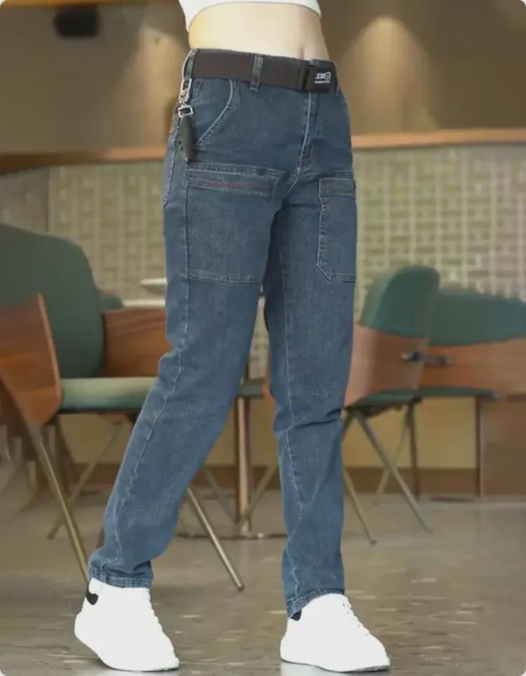 Men's Summer Slim Fit Skinny Straight Jeans - Trendy, Versatile, Elastic, Six-Pocket Casual Pants