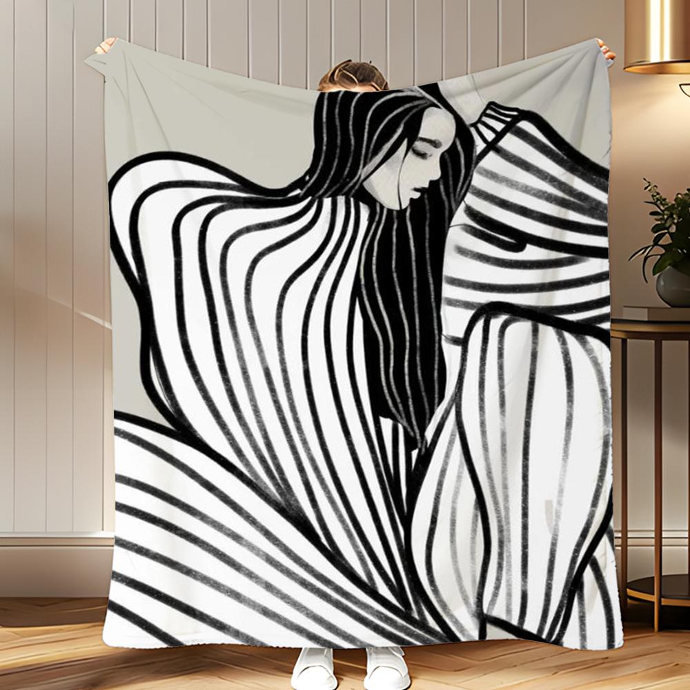 

artwork Sofia Lind Art Modern Throw Soft Coral Fleece Blanket 310gsm Fluffy Warm Throw for Sofa Bed Couch Bedroom Decor 75x100cm