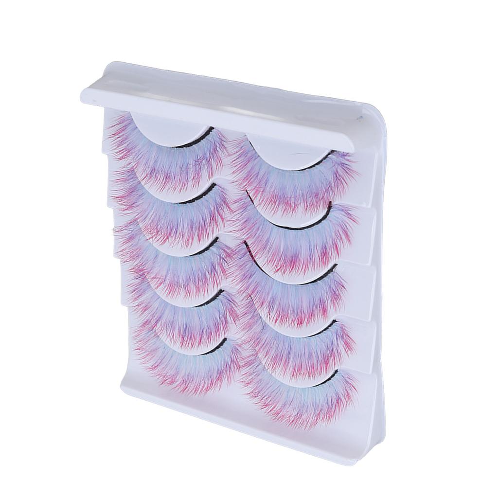 5pcs Colorful Eyelashes Dramatic Gradient Color False Eyelashes   3D  Ing Fake Eyelashes