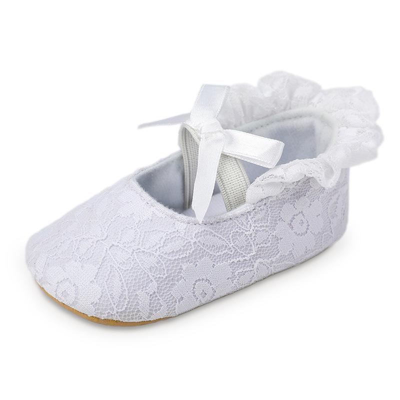 Spring and Autumn Non-slip Embroidered White Princess Shoes for 0-1 Year Old Baby Girls