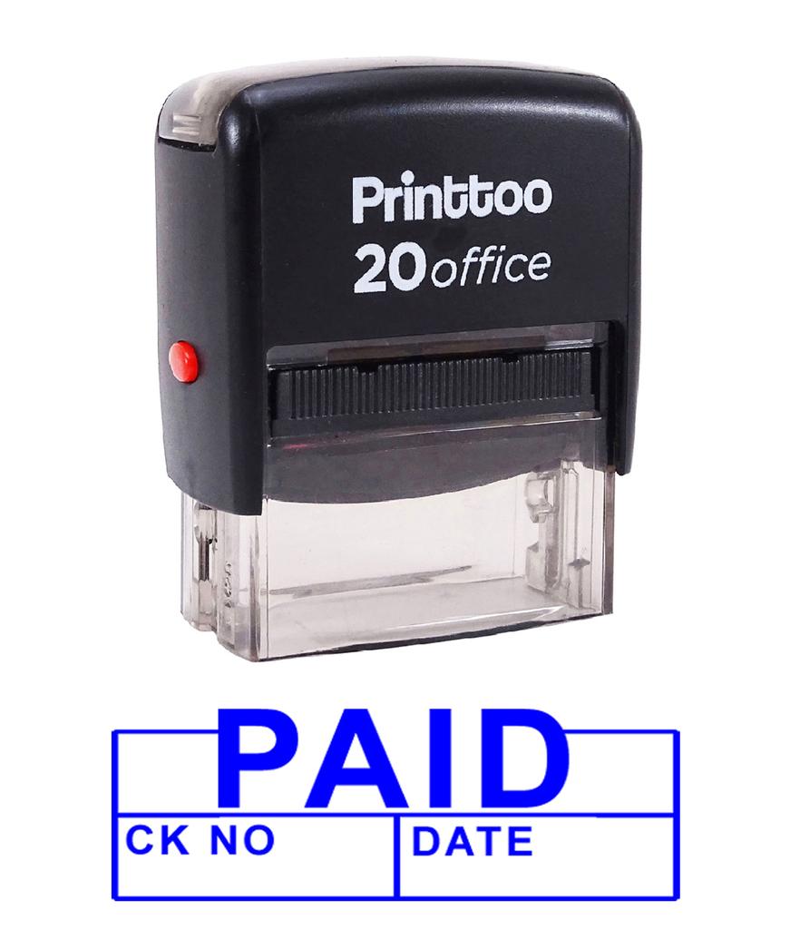 Printtoo Custom Stamp PAID Self Inking Rubber Stamp Office Stationary-Black
