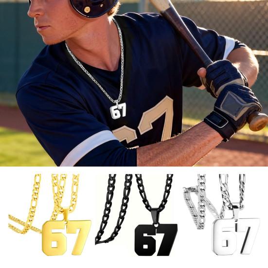 Number 67 Pendant Necklace Stainless Steel Men Fathers Brothers Basketball Necklace Hypoallergenic Jewelry Gift