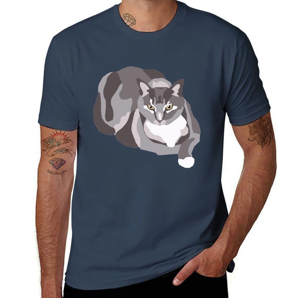 Lazy Annoyed Cat Tshirt Antifade Casual Tee Shirt
