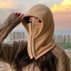 Women S Winter Warm Scarf Hat Integrated Cap For Outdoor Cycling Windproof Solid Color