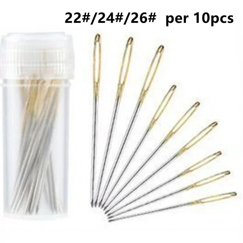 100/30PCS Multi-size Tail Embroidery Fabric Cross Stitch Darning Needles Craft Tools 22/24/26# Stainless Steel DIY Sewing Needle
