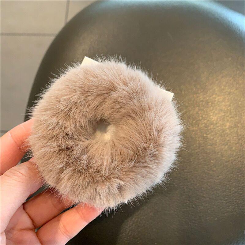 Elastic Faux Fur Hair Bands Scrunchies Vintage Girls Solid Ponytail Holder Rubber Headband Ties Fashion Women Hair Accessories