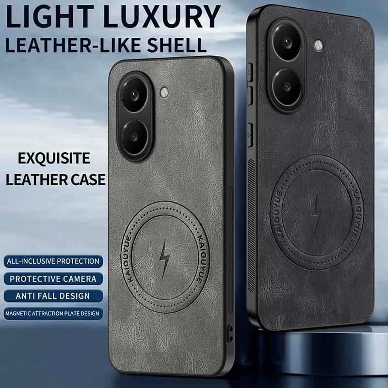 Leather Texture Wireless Charging Magnetic Case For Xiaomi Poco X8 Pro Max PocoX8ProMax PocoX8Pro G ShockProof Phone Cover