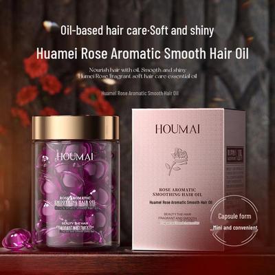 Cápsulas Macias Huamei Rose Lavender para Cuidados com o Cabelo: Óleo Leave-In Fortalecedor e Antifrizz