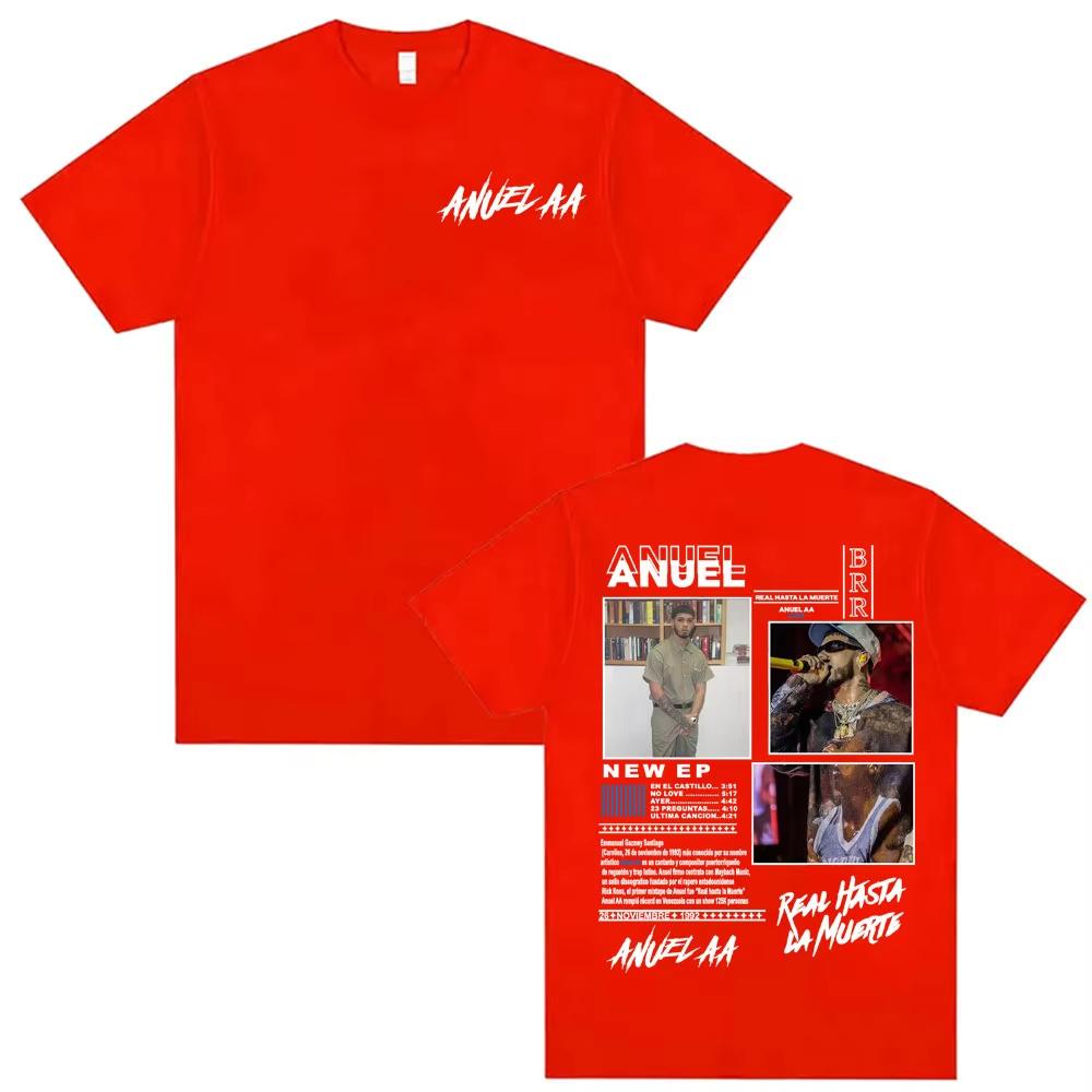Rapper Anuel AA Real Hasta La Muerte Album Graphic 100cotton Tshirt Unisex Oversized Fashion Hip Hop Oneck Casual Retro shirts