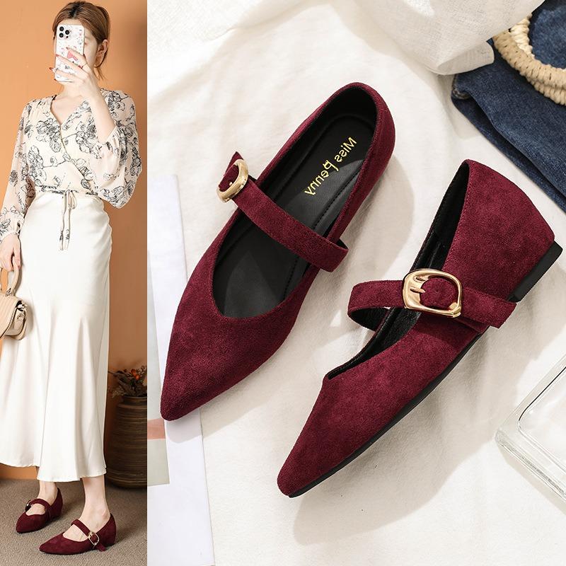 Designer Luxury Thick Heel Women Mary Jane Shoes Fashion Shallow Pointed Shoes 2026 Spring Female Internal Increase Dress Pumps