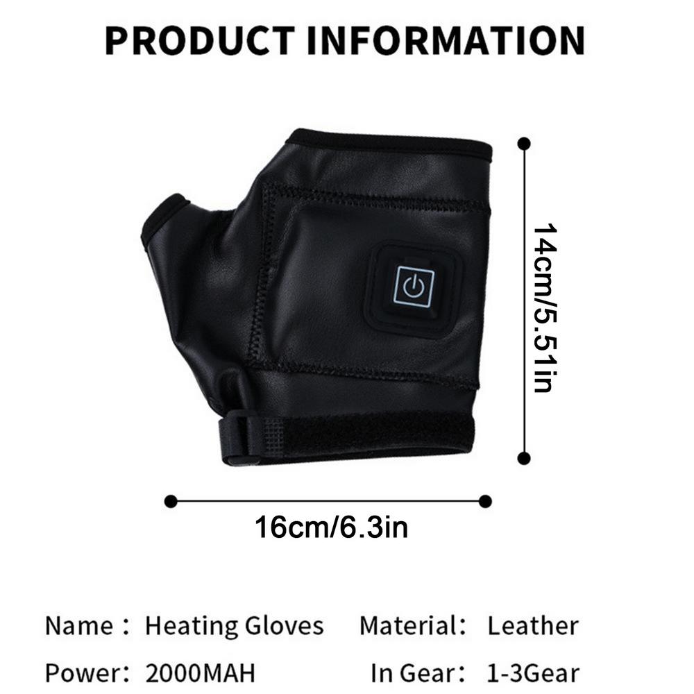 2000mah Rechargeable Electric Heating Gloves Winter Half Finge Hand Warmer Motorcycle Cycling Mittens Heated Gloves For Skiing