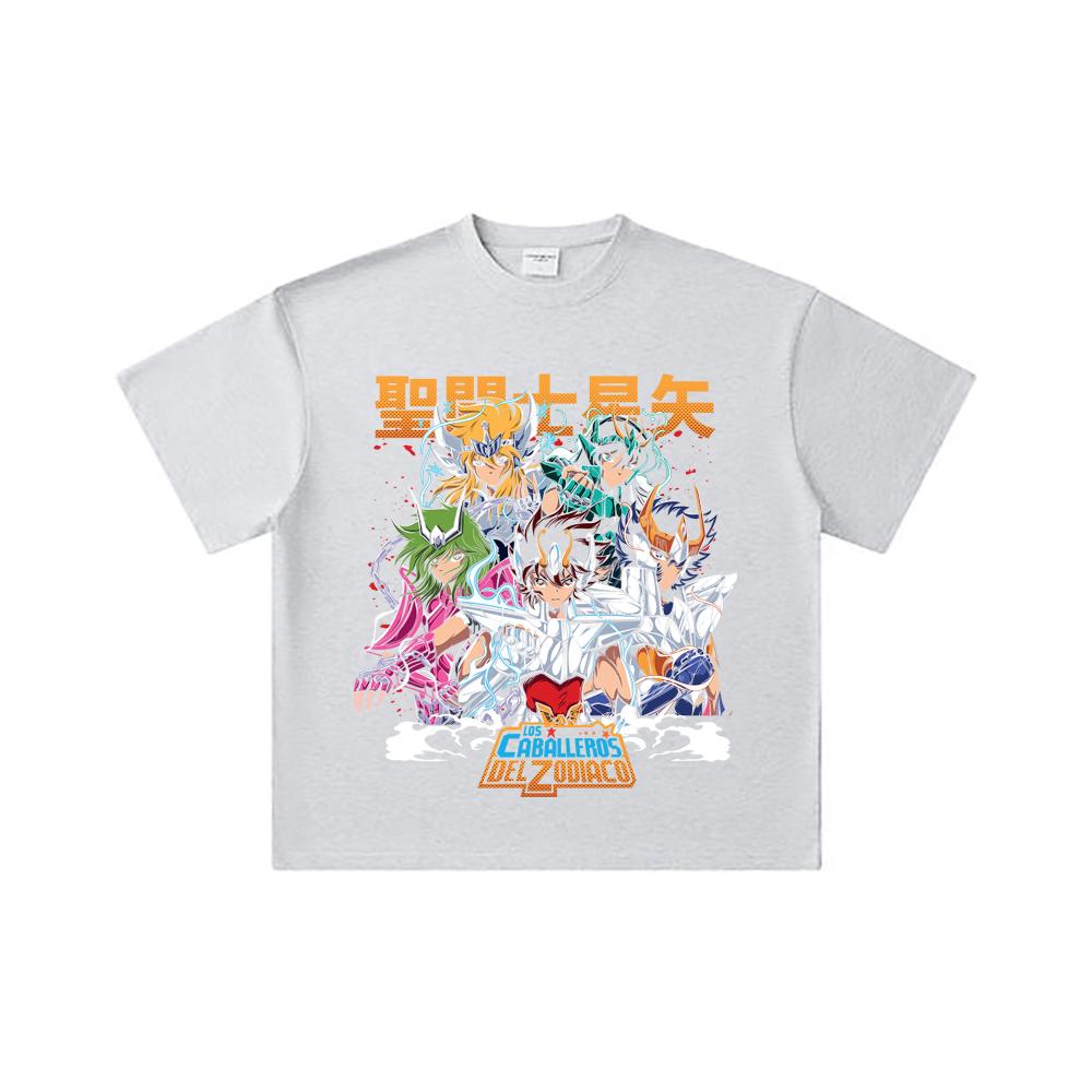 260 GSM Double Yarn 32 Count 100% Cotton Saint Seiya V1 Print Unisex Heavy Cotton T Shirt