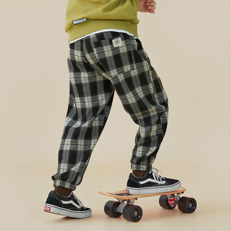 Duoduojia Boys Trendy Plaid Knit Fleece-Lined Casual Pants 160