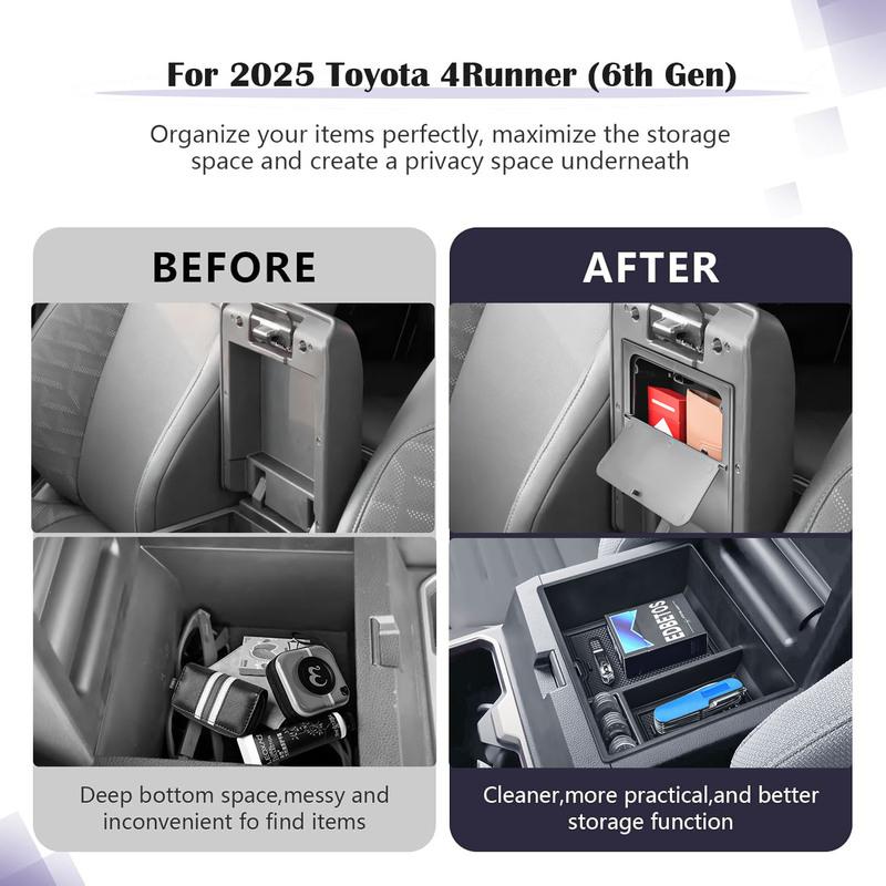 For 2025 Toyota 4Runner Armrest Hidden Box Tray Center Console Organizer Car Hidden Storage Box Interior Car Storage Accessories
