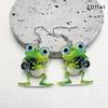 1 Pair Of Frog-Shaped Earrings, Acrylic Cartoon-Patterned Cute Earrings, Creatively Designed Animal Accessories