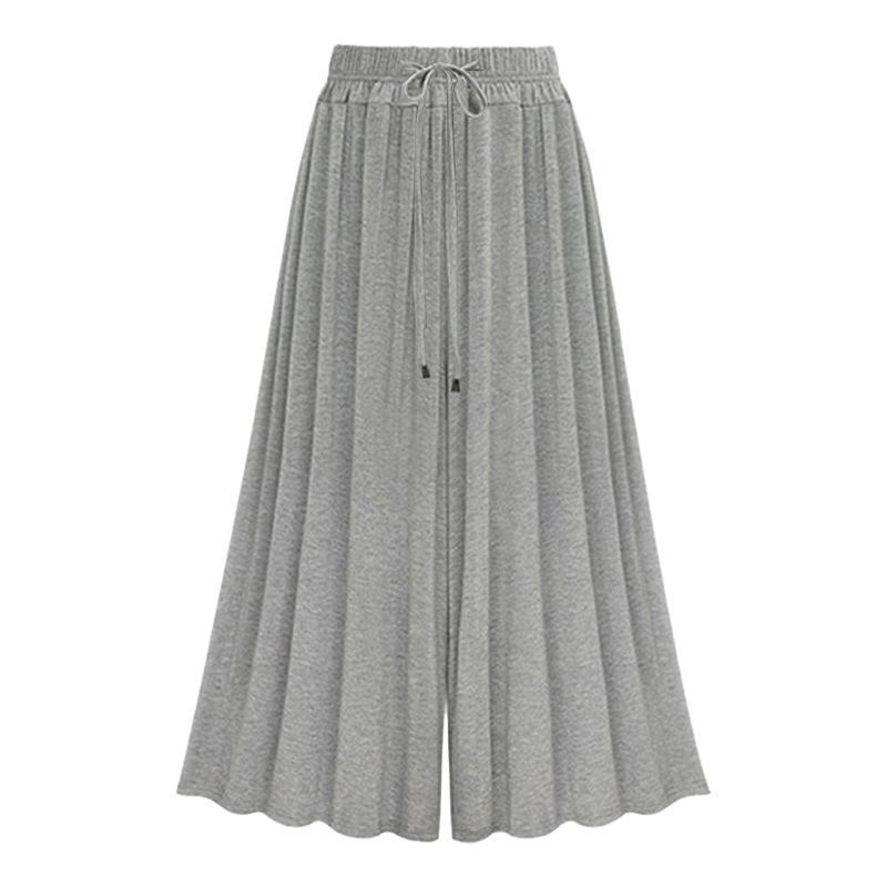 Plus Size Women's Cropped High-Waisted Wide-Leg Pants - European & American Style, Slimming & Loose Fit