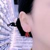Red Multi-Layer Circle Stud Earrings - Elegant Autumn/Winter Women's Luxury