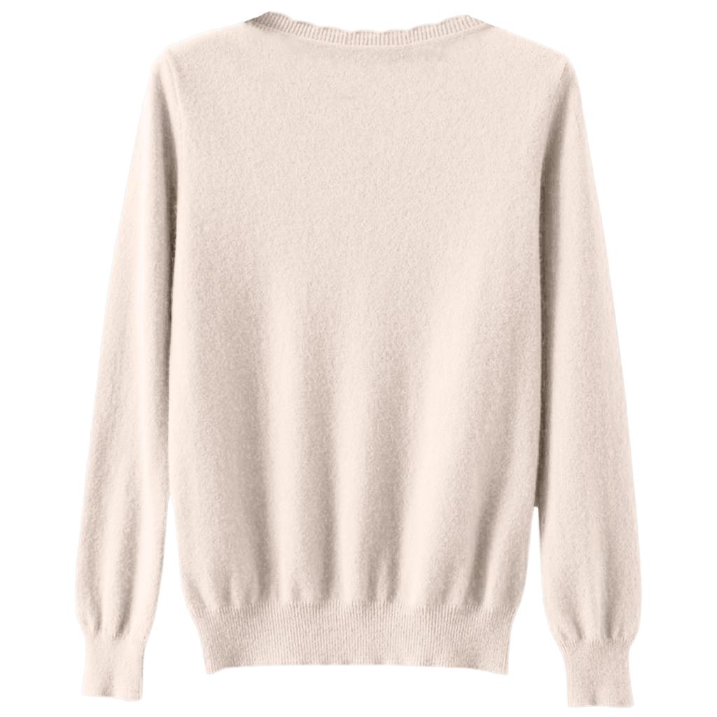 Women's Casual Lace Round Neck Base Layer Knitted Long Sleeve Solid Color Sweater