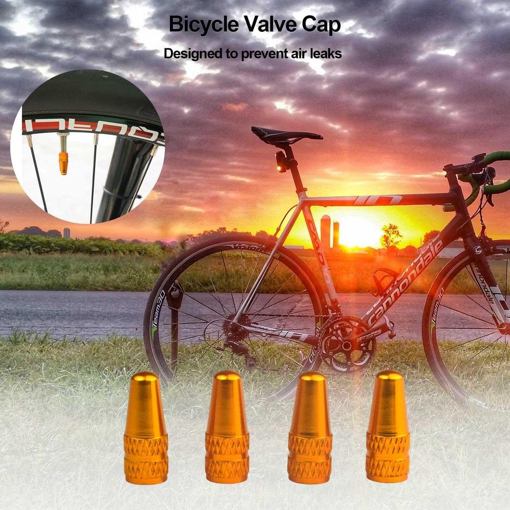 Mdikawe Bicycle Valve Caps, 4 Pcs Bicycle Tire Valve Stem Cap Bicycle Air Tire