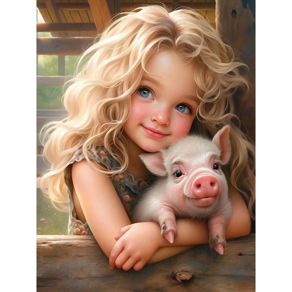 5D DIY Full Round Drill Diamond Painting Sweet Big Eyes Girl Kit Home Decoration Rhinestones Paintings