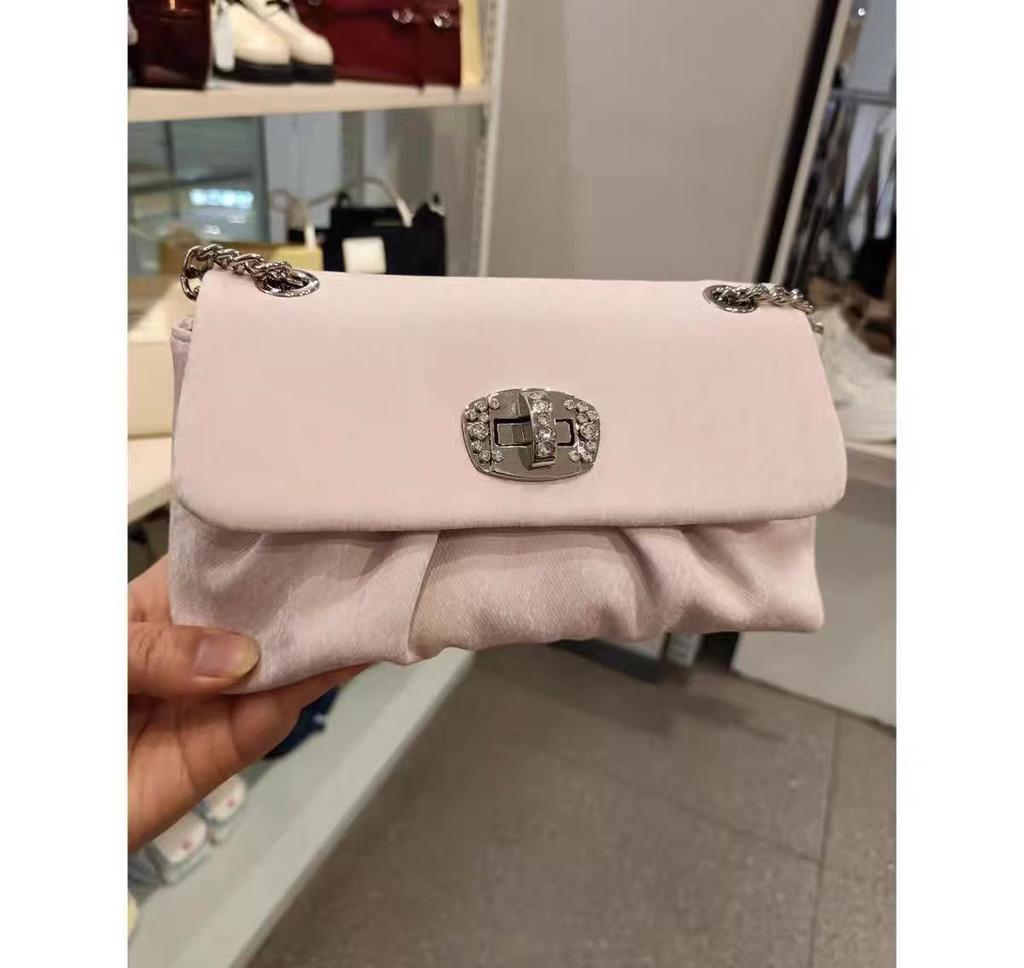 Sweet daughter wind small square bag new niche chain bag high-end pleated shoulder messenger bag