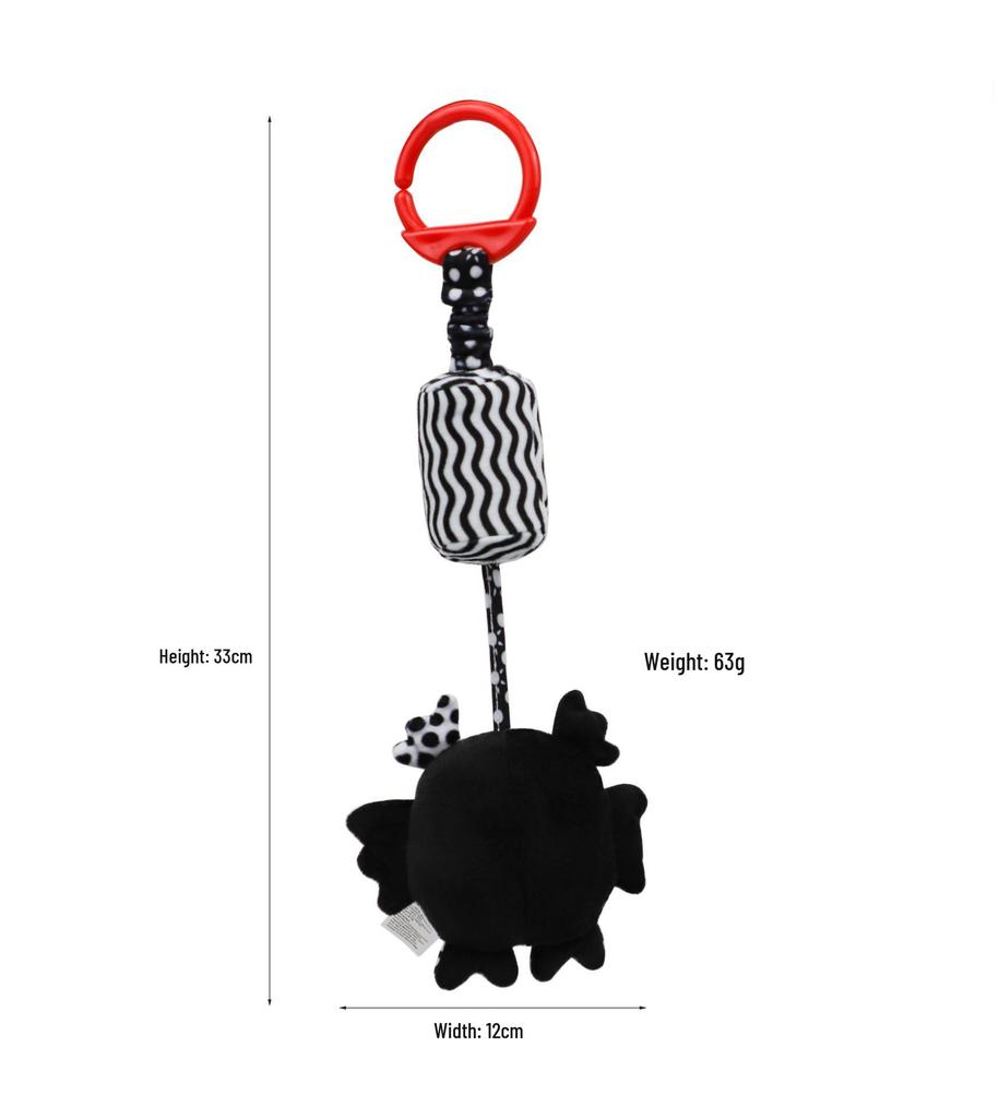 BBSKY Black & White Baby Stroller Mobile: Rabbit, Bee, Bird & Dog Plush Hanging Ornaments 