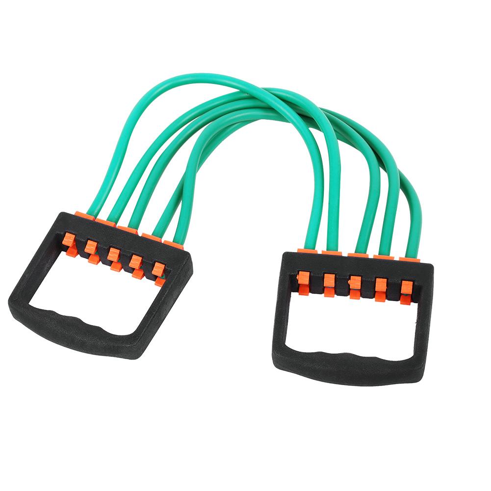 Five Rubber Chest Expander Strong Resistance Cable for Gym Fitness Sports Training Green