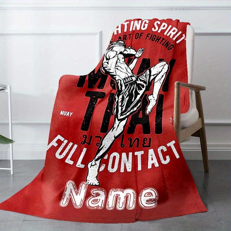Practice Martial Arts Customize Your Name Blanket Warm Comfortable Soft Blanket For Chair Office Sofa Bed Sofa Office Camping Suitable For Gifting