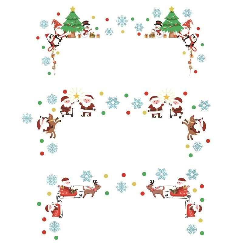 3pcs Wall Sticker Christmas Snowflake Santa Claus Christmas Tree Wave Dot Wall Sticker Door Head Decoration Self Adhesive Wall Sticker