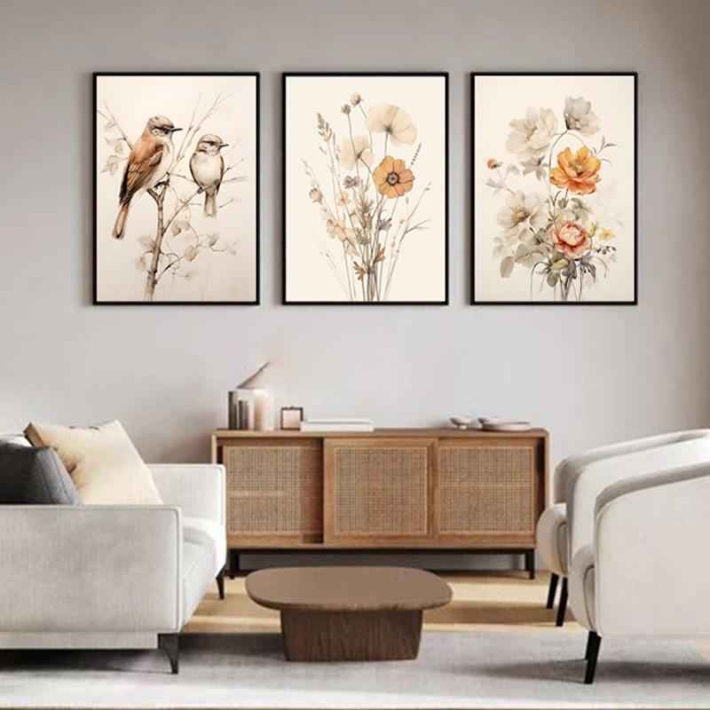 Poster Print Artă de Perete Plantă Florală Vintage Pictură pe Pânză Floare Scandinavă Modernă Estetică Decor Acasă pentru Camera de Zi Nordică