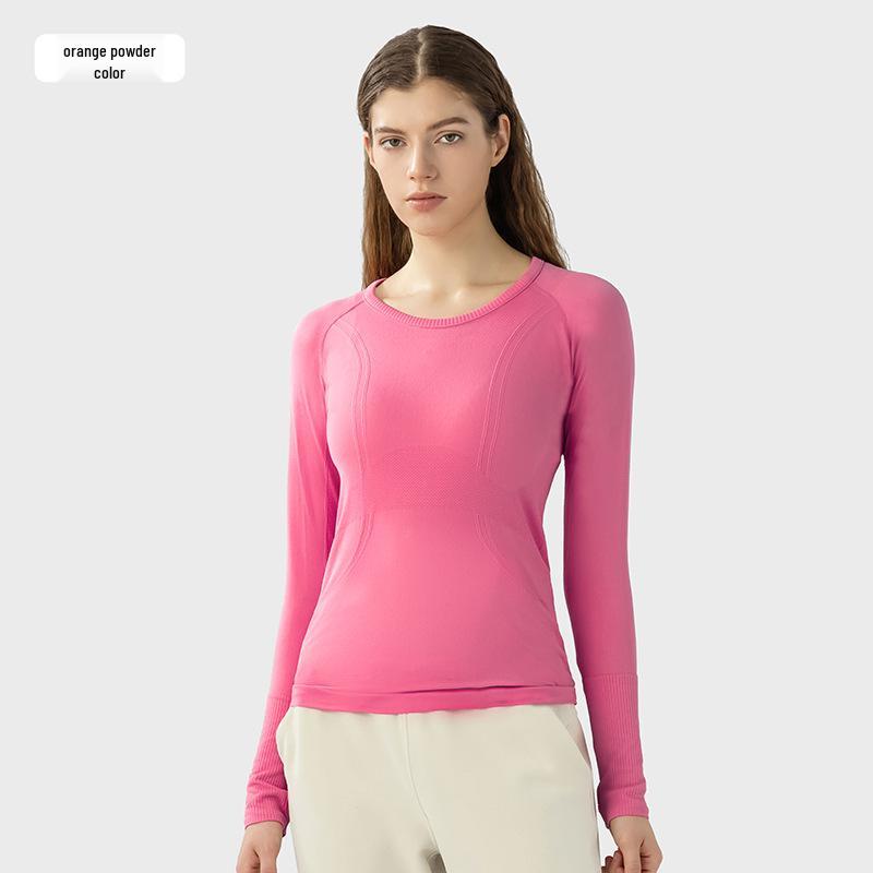 Women's Seamless Long Sleeve Yoga Top – Comfortable, Breathable, Tight-Fitting, Slimming Fitness Wear