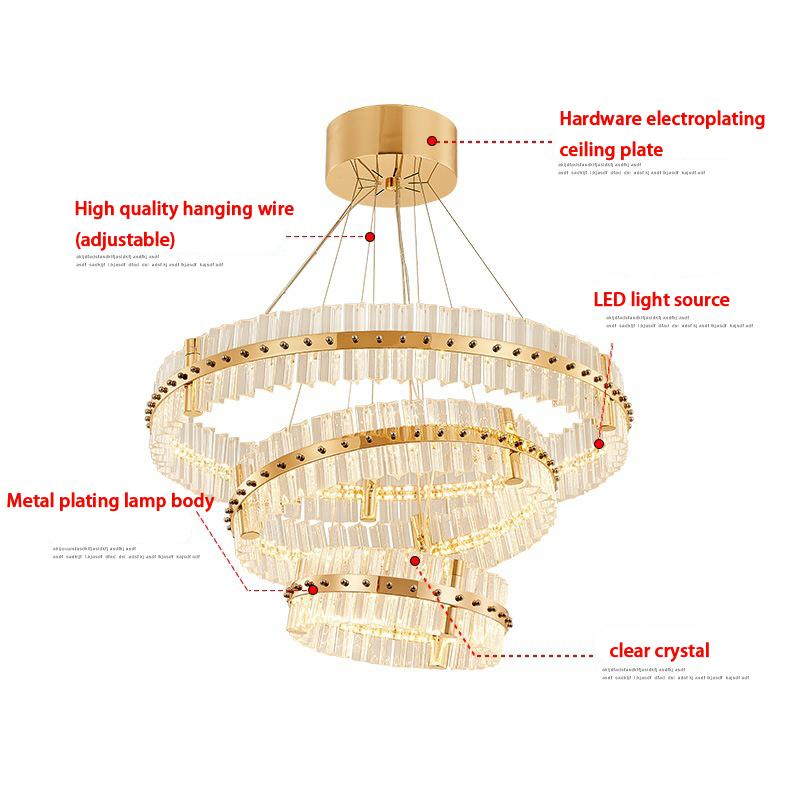 Modern LED Chandeliers for Living Room Ring Crystal Light Chandelier Dining Room Cristal Hanging Lamp Lustre Luminaires Fixtures