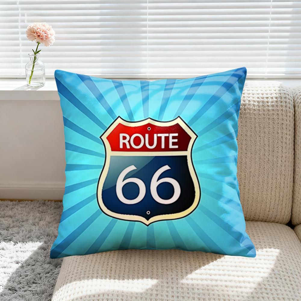 Pillow Covers Decorative Sofa Cushions Covers Vintage Home Decor Items 1Pc Cushion Cover Retro Highway Route 66 Room Decorating
