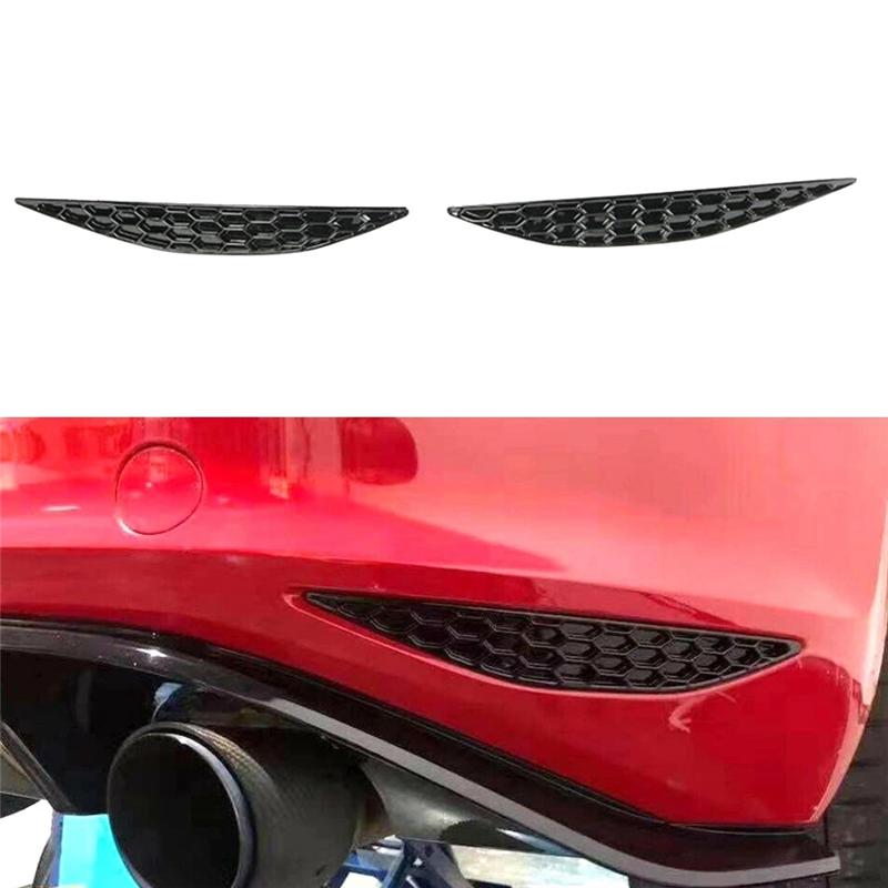 1Pair Car Honeycomb Tail Rear Fog Light Cover Trim Sticker For Golf 7 GTI MK7 2014-2018 Rear Bar Bumper Strips Sticker