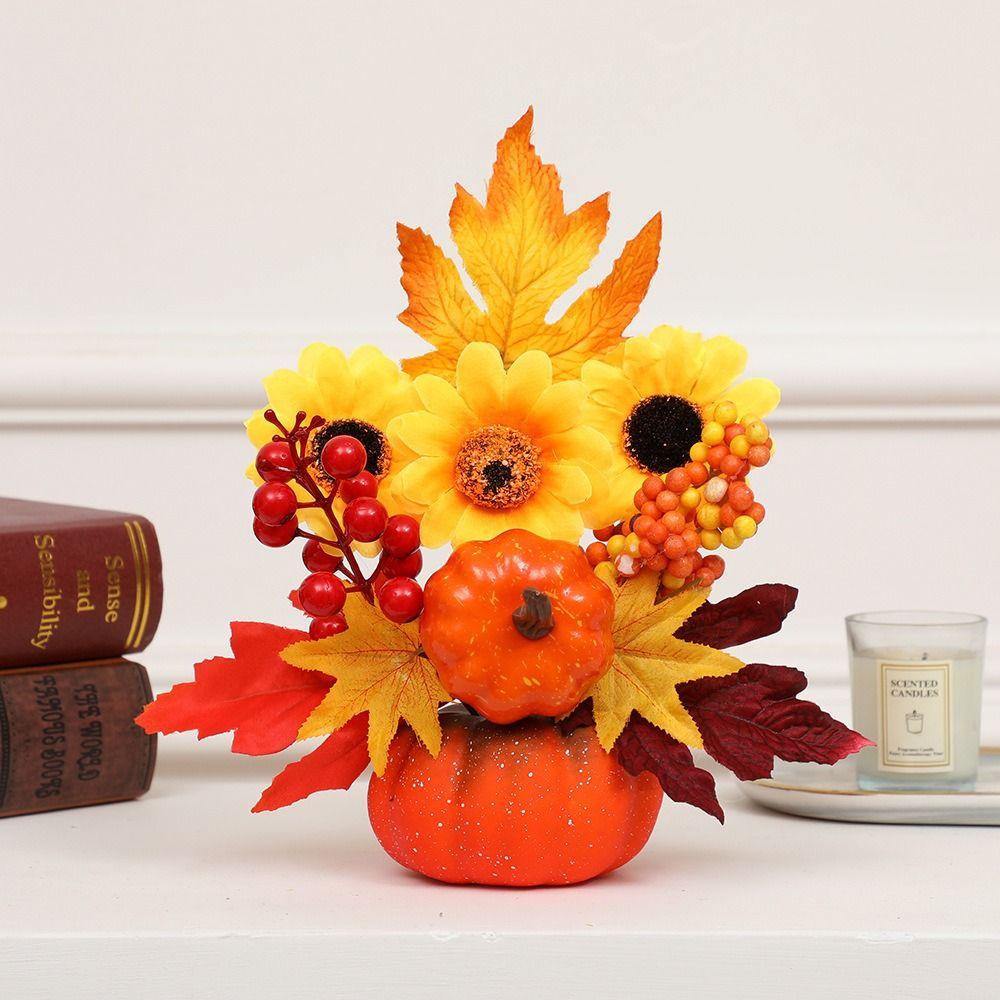 Fake Plant Simulation  Pumpkin Flowers Simulation Flowers Halloween Pumpkin  Party Decor