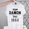 Damon Salvatore The Vampire Diaries Tshirts Men Shirt Harajaku Chronicles Vampiricas Summer Streetwear Casual Tee Short Sleeve