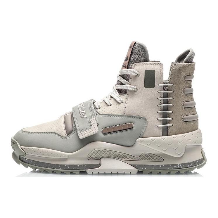 Li Ning CF Alien Hacker Abrasion Resistant Slip Resistant Coverage High top Athletic Shoes Men's Gray AGLQ167-4