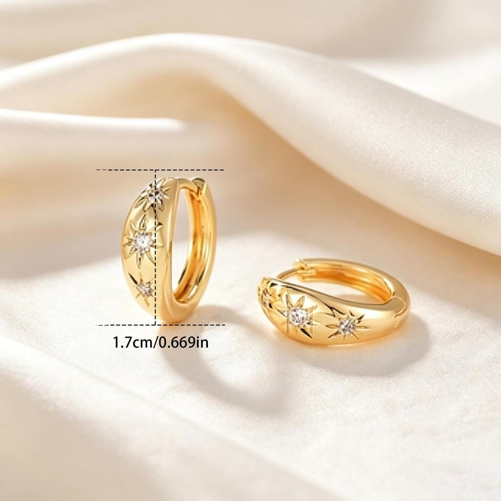 Elegant Star Zirconia Everyday Earrings - Simple, Shiny, Versatile Design