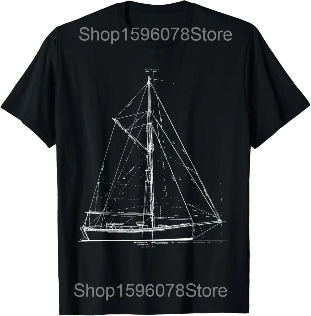 Wolałbym Żeglować Koszulki Męskie Vintage Statek Żaglowy Czysta Bawełna Humor Streetwear T-Shirt Krótki Rękaw Unisex Luźna Odzież