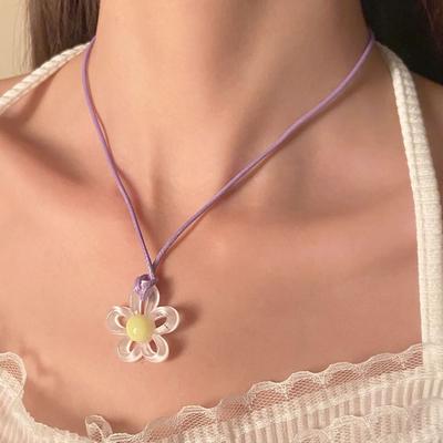 Color Contrast Floral Necklace Pastoral Style Collar Chain Sweet Women Clavicle Chain Women Girls