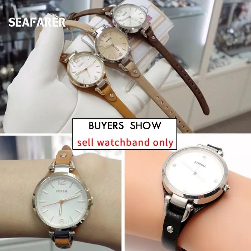 8mm Genuine Leather Watch Strap for Fossil ES2830 ES3565 Soft Cowhide Women Small Band Bracelet