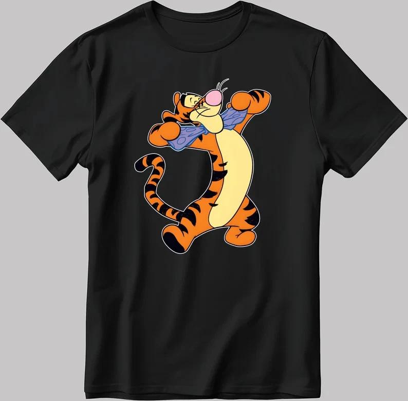 The Winnie Pool And Friends Tigers Happy V2 Black T Shirt S