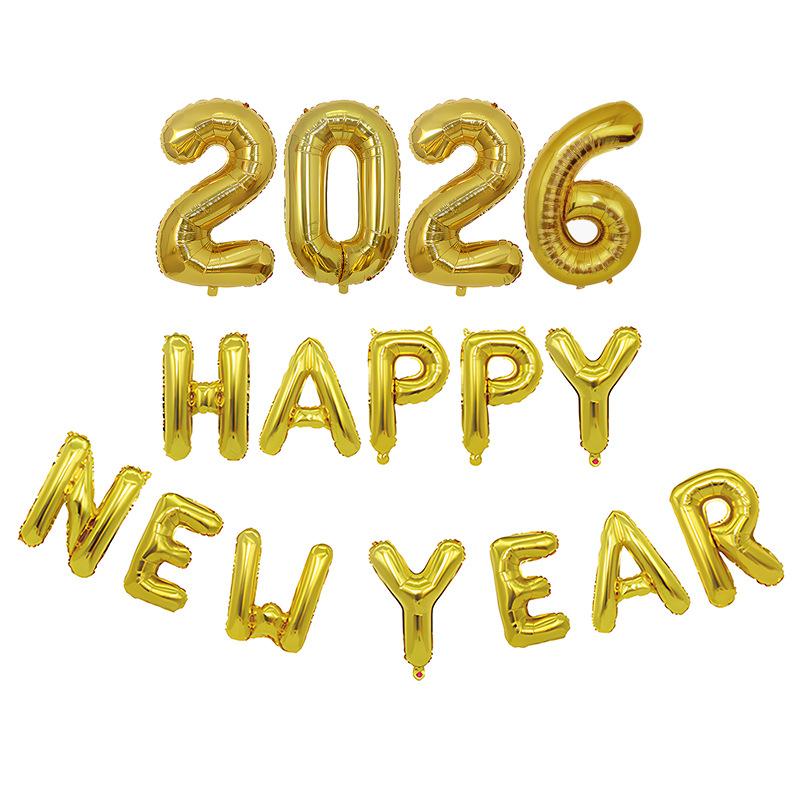 2026 Aluminium Foil Number Balloons New Year Balloon Package New Year's Eve Balloon Decoration for Christmas Eve Festival Party