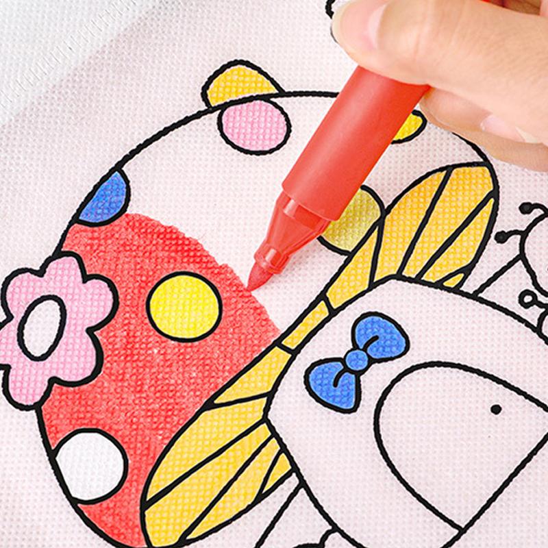 5pcs/set Double Sided Graffiti Bag Non-woven Luggage Shopping Bag Portable Cute Tote Bag School Supplies Student Storage Bag TMZ