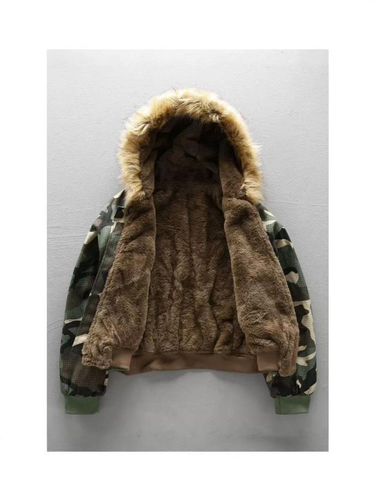 Men's Winter Camouflage Hooded Jacket - Double-Sided, Plus Velvet, Thick and Warm