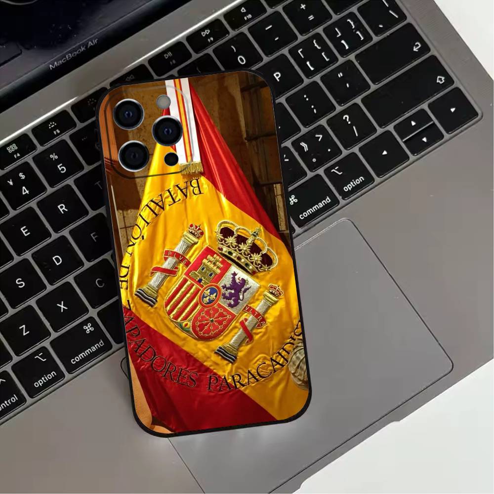 Spanish National Flag  Phone Case For iPhone 17,16,15,14,13,12,11 Plus,Pro Max,XS,Soft Silicone Black Cover