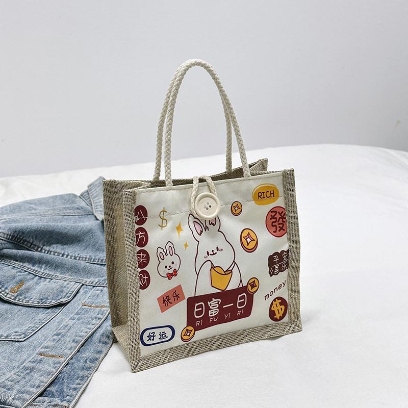 Trendy Small Square Canvas Bag For Women Featuring Unique Street Style And High Durability