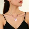 Cherry Blossom Pendant Necklace for Women Delicate Beaded Floral Necklace for Daily Wear and Gifting