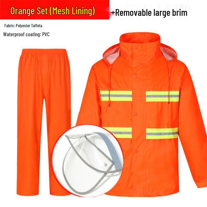 Kids Orange Reflective Two-Piece Rainsuit